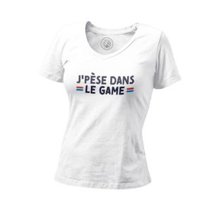 T-SHIRT T-shirt Femme Col V J'pèse dans le Game Humour Rap