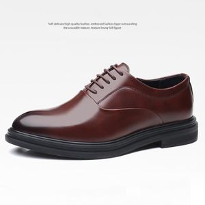 HILOTU Dégagement Chaussures Habillées pour Hommes Boutonnage en Cuir Richelieu Chaussures de Mode Professionnelles Antidérapantes 