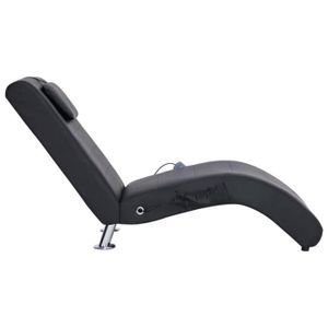 CHAISE LONGUE VBESTLIFE Chaise longue de massage avec oreiller Noir Similicuir1