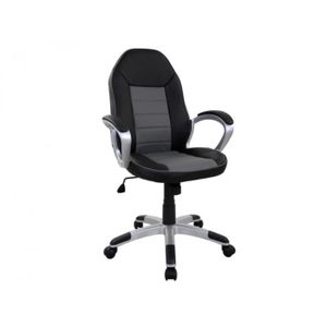 Fauteuil De Bureau Atran Simili Noir Gris Hauteur