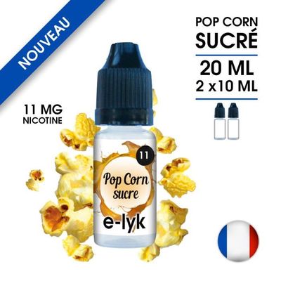 E-liquide saveur Pop Corn Sucr 20 ml en 11 mg de nicotine - 2 x 10 ml - marque E-lyk - Cdiscount Au quotidien E-liquide saveur Pop Corn Sucr 20 ml en 11 mg de nicotine - 2 x 10 ml - marque E-lyk - Cdiscount Au quotidien