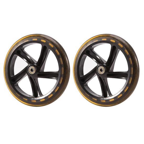 Lot De 2 Roues Pleines Pour Scooter 200 Mm - Caoutchouc Antidérapant - Roulements ABEC-9 - 200x40 Mm