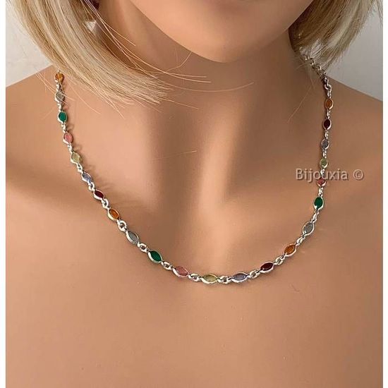 Collier Modulable En Argent 925 Avec Strass - Pièce Rare Et Ajustable - Occasion