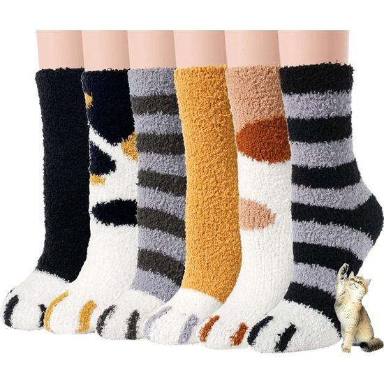 Chaussettes Chaudes Femme Hiver TUONYIS 5 Paires Chaussettes Femme, Chaussettes Antidérapantes, Femme Chaussettes Coton Polyester Taille 35-41