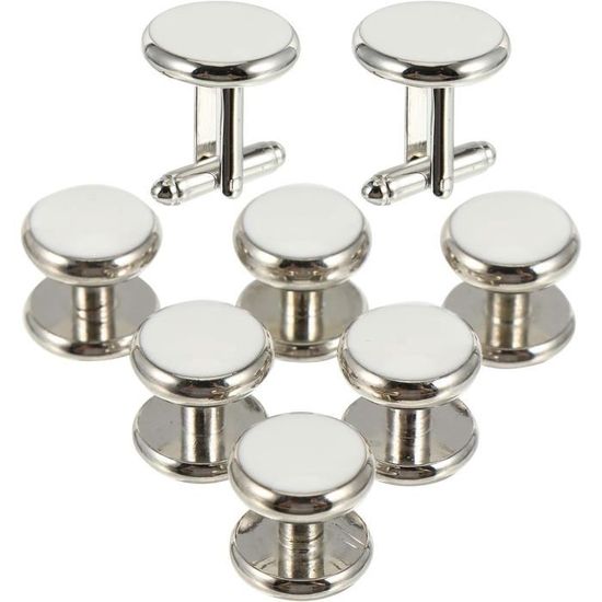 Manchetknopen en Shirt Studs Set Ronde Manchetknopen Set Heren Shirt Smoking Manchetknopen, 1 Set, Koper