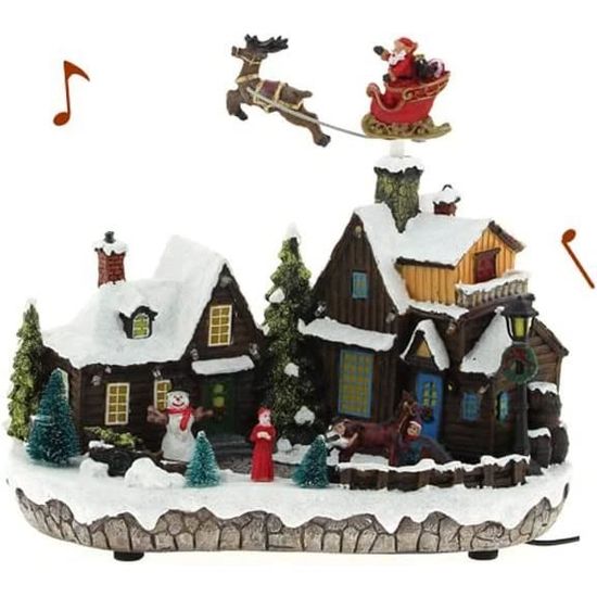 Décoration Noël Animée Timstor Village – Paysage 14,5cm, Résine