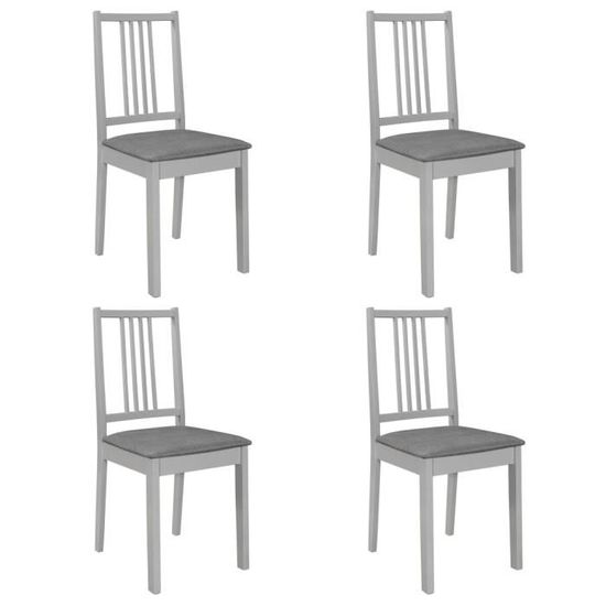 26564-Vintage Chaise de cuisine - 4 pcs Chaises à dîner avec coussins Gris Bois solide Chaise de salle à manger - Fauteuil - Moderne
