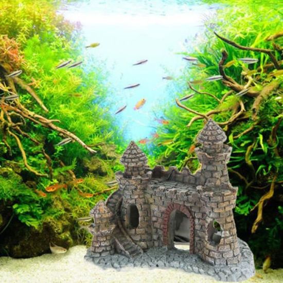 Vintage résine château Aquarium ornement maison Fish Tank paysage décoration nouveau 279