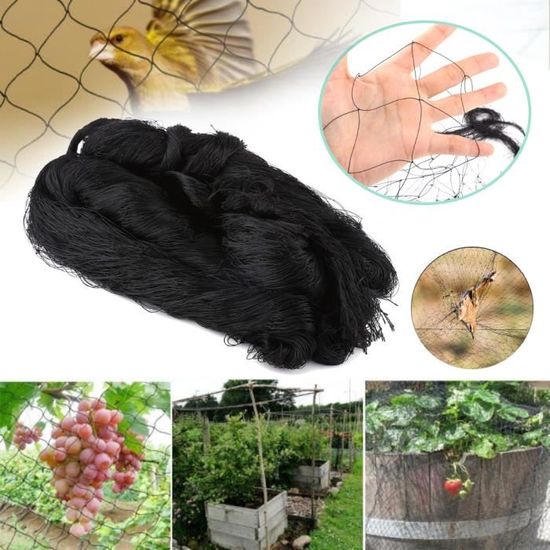Anti-oiseaux Filet de volière Maille Noir Protection pour Plante Légume Fruit Étang Jardin 7.61*15.24M -YES