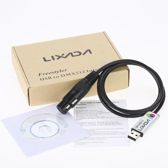 Adaptateur USB Vers DMX512 RS485 - Contrôle LED Pour PC, Compatible Windows/Android, Câble 1,8m