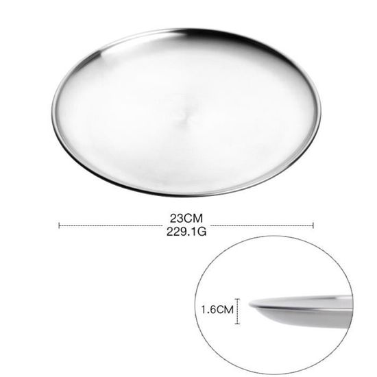 Waikhomes Assiettes En Acier Inoxydable - Lot De 6 - 20 Cm De Diamètre - Pour Salade, Fruits, BBQ