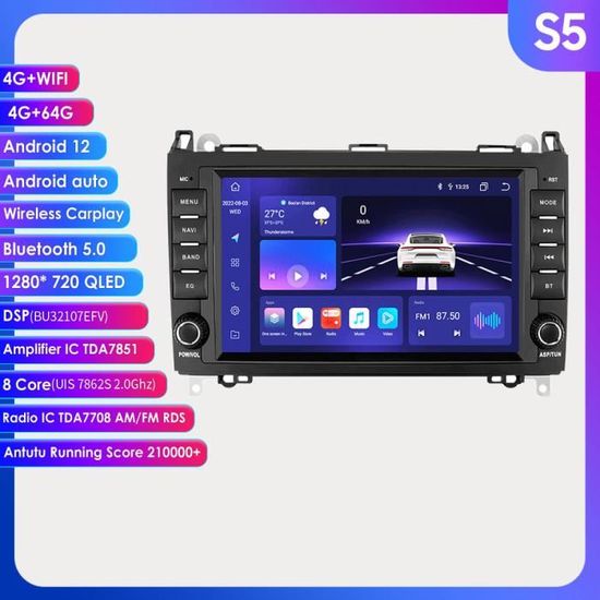 Autoradio Android 15 Pour Mercedes Sprinter/Classe A/B 2008-2011 – 9" écran, 4G+128G, CarPlay/Android Auto Sans Fil