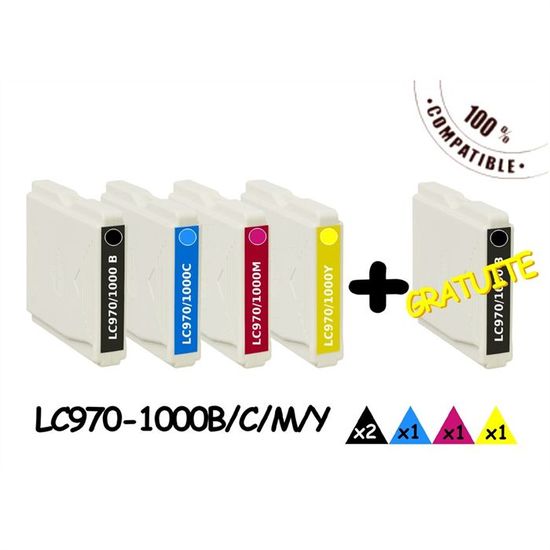 Lot De 6 Cartouches D'encre Compatibles Brother (LC970 & LC1000) - Cyan, Magenta, Jaune - 15ml