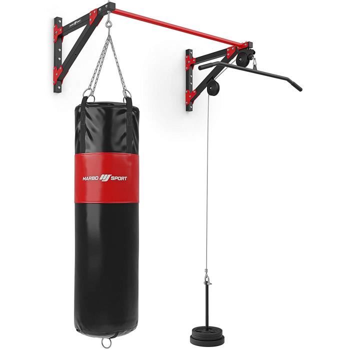 Marbo Sport Barre de Traction multifonctionnelle avec Fixation Murale, tirage latéral et Support de Sac de Frappe (3 en 1) MH-D204