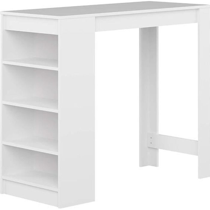 Table bar Table de cuisine HOMPOT blanc 115*50*103CM