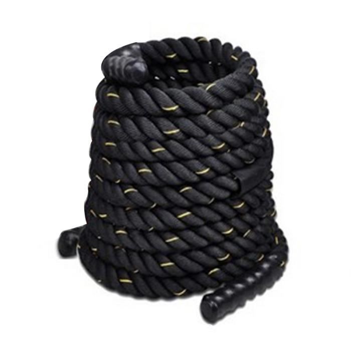 Royalbell® Rope - Corde d'entrainement intensif corde cross-training (15m, diamètre 3,8cm, nylon ultra-résistant) - noir