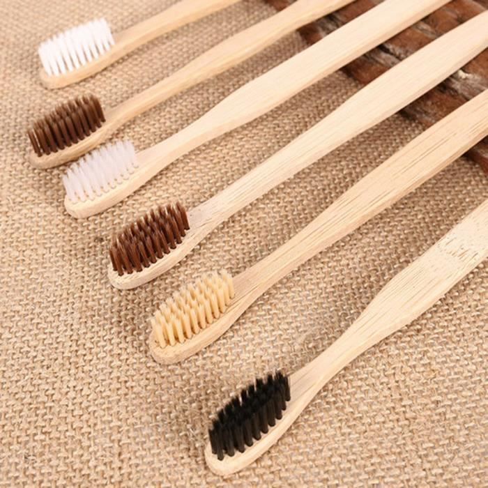 10PCS Brosse à dents en bambou santé et protection de l'environnement brosse à dents à poil doux
