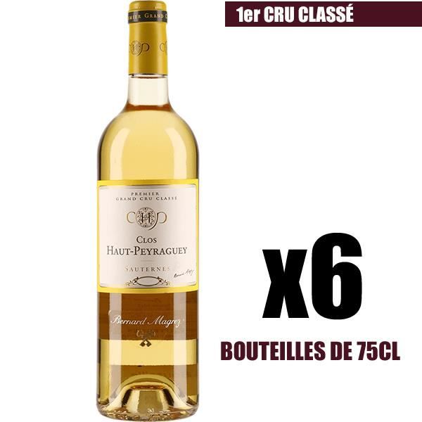 X6 Clos Haut-Peyraguey 2012 75 cl AOC Sauternes 1er Cru Classé Vin Blanc Liquoreux