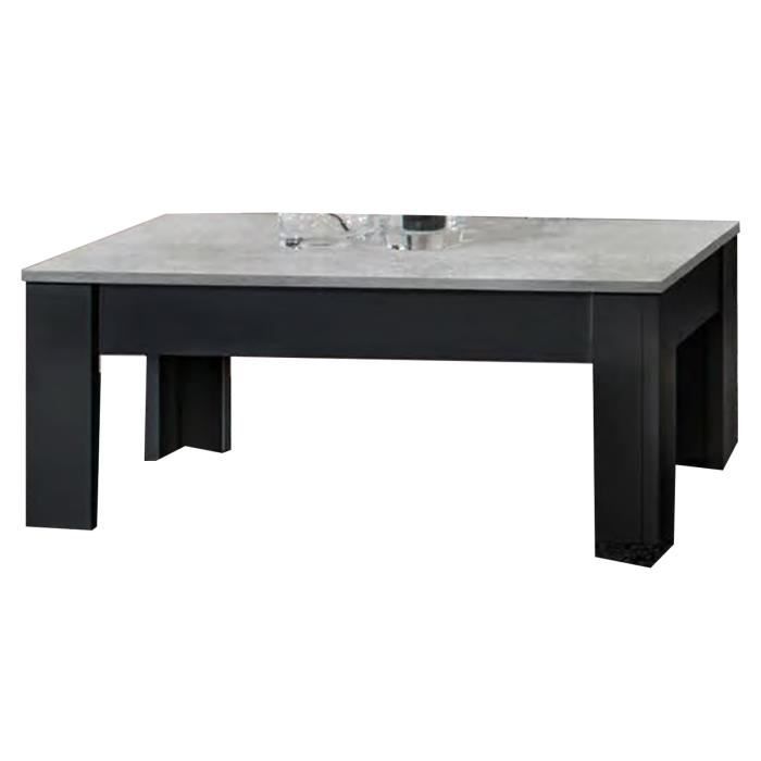 GABRIEL LAQUÉ NOIR ET BÉTON SÉJOUR SALLE À MANGER MODERNE : La Table Basse