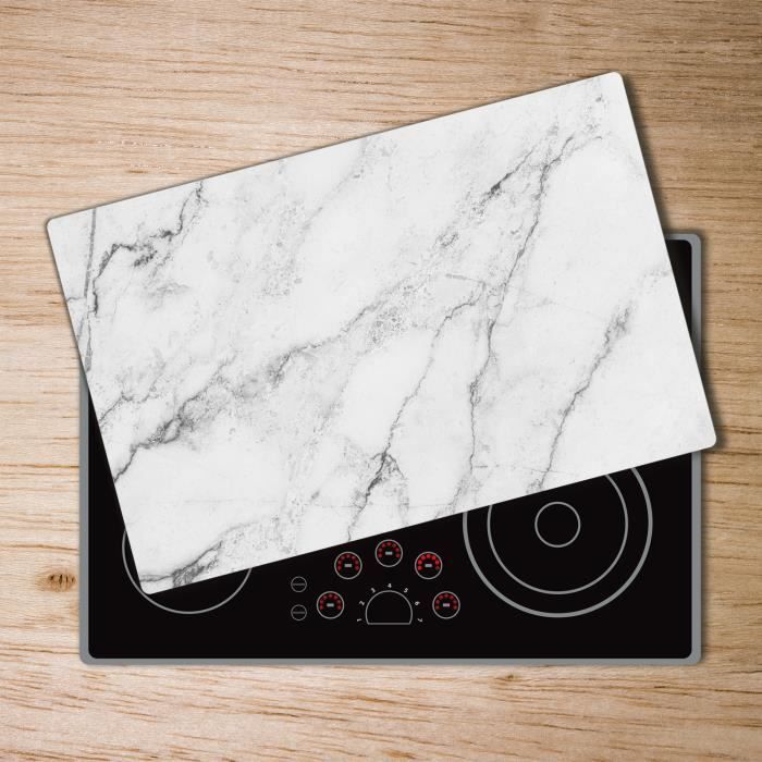 Tulup Glass Planche a découper avec couvercle protecteur pour cuisine résistant chaleur 80x52 cm - „Marbre”