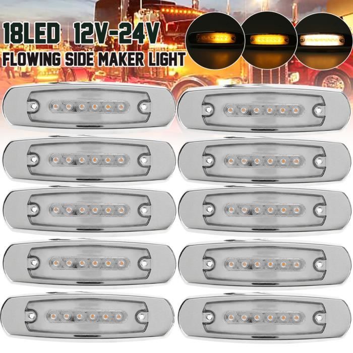 10x 12/ 24V 18-LED Feu de position Latéral Pour Camion Remorque Voiture Blanc