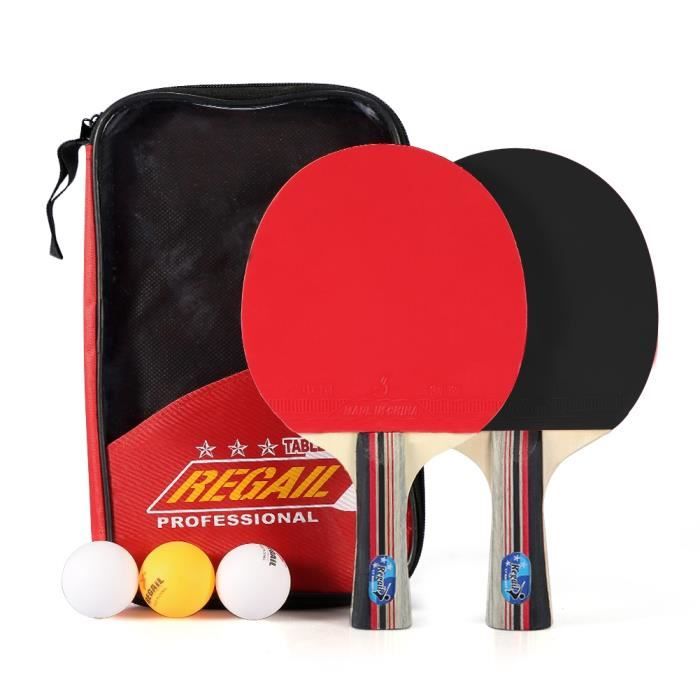 Kit Familial Set De Tennis De Table - 2 Raquette Ping Pong + 3 Balle+1 Sac HB016 -PAS
