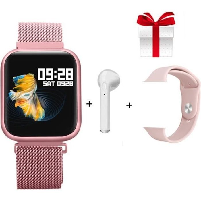 Montre connectée,Femmes Smartwatch P80 montre intelligente appel Whatsapp rappel moniteur de fréquence cardiaque pression - Type E
