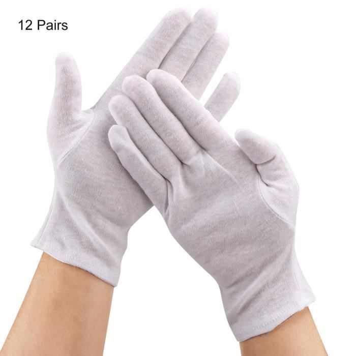 Atyhao Gants de ménage 12 Paires Gants de Protection de Coton pour Usage des Travaux Ménagers Agricoles Industriels(Blanc )