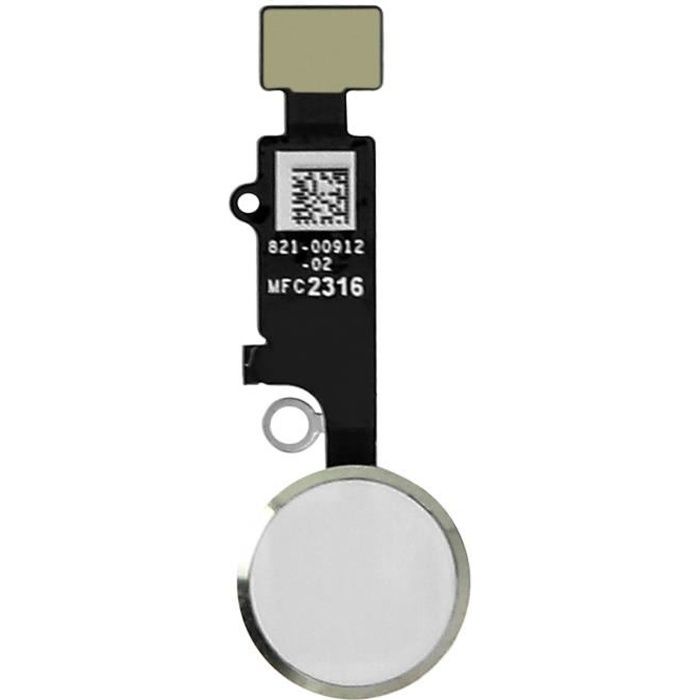 Bouton Home Complet iPhone 7 Bouton principal + nappe de connexion Blanc