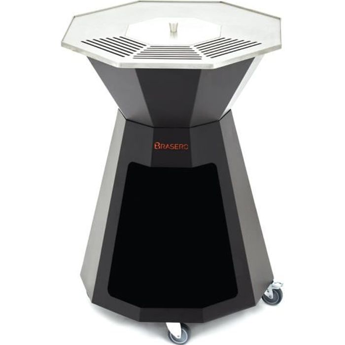 Barbecue bois, plancha et braséro - BRASERO Pro - 3 en 1 - Plaque inox XXL Ø 63 cm et grille