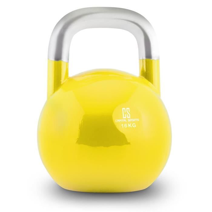 Capital Sports Compket 16 Kettlebell haltère poids acier 16kg -jaune