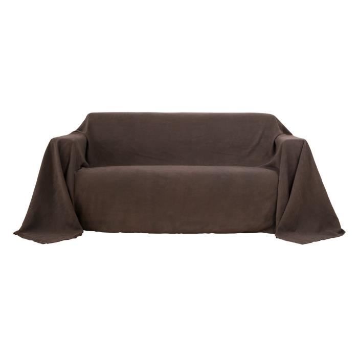 Deconovo Jeté de Canapé Grande Taille Jeté de lit Suédé Protéger Votre Canapé 210x280cm Brun Foncé