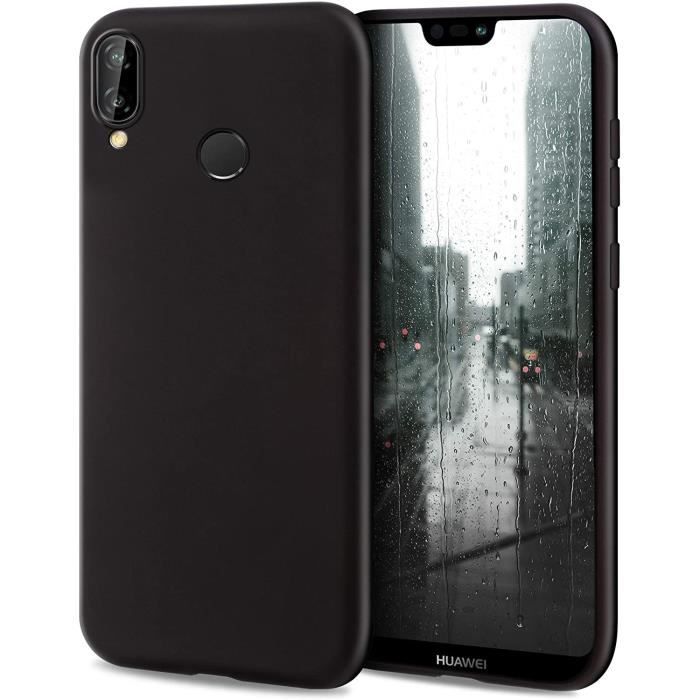 Coque en Silicone pour Huawei P20 Lite, Noire - Finition Mate, Étui Fin et Mince de TPU Souple Case Cover
