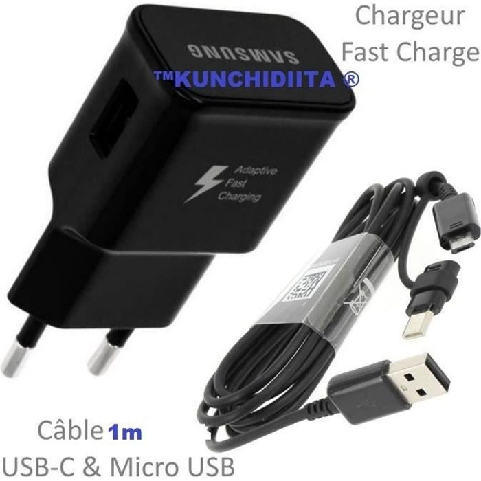 Chargeur Rapide USB Original 2A + Câble Long Universel Pour SAMSUNG Galaxy S10e - S10+ - S10 - S9 + - S8+ - S8 - S7 Edge - S6 EDGE A