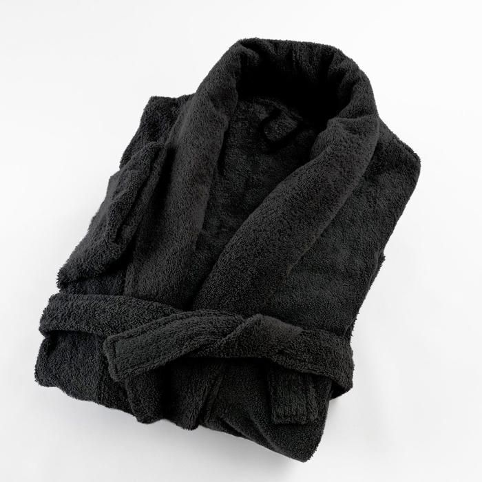 LINANDELLE - Peignoir coton éponge col chale PREMIUM - Noir - Adulte Homme - 3XL