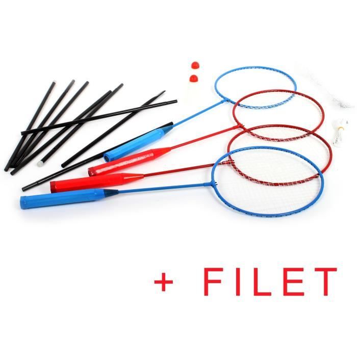 set de 4 raquettes Badminton + Filet + 2 Volants j