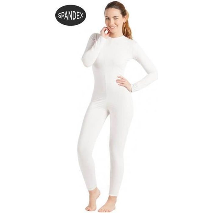 Justaucorps ou Combinaison Spandex Super Élastique Blanc pour femme