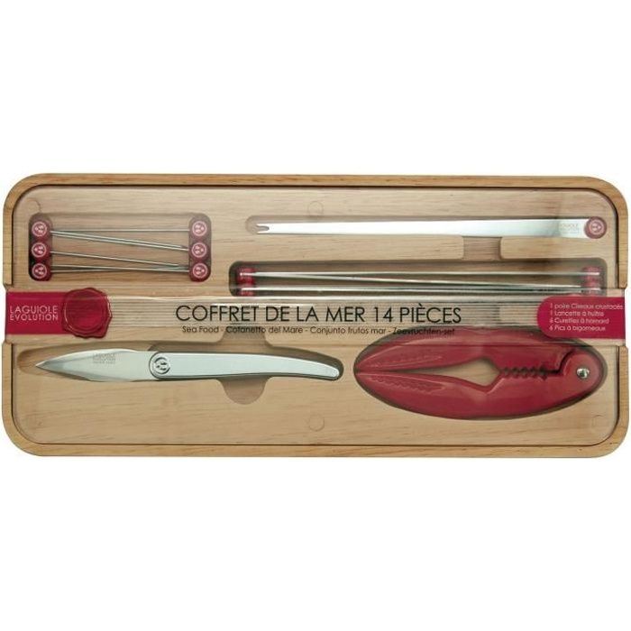 TARRERIAS BONJEAN - Coffret en bois de 14 ustensiles Laguiole fruits de mer