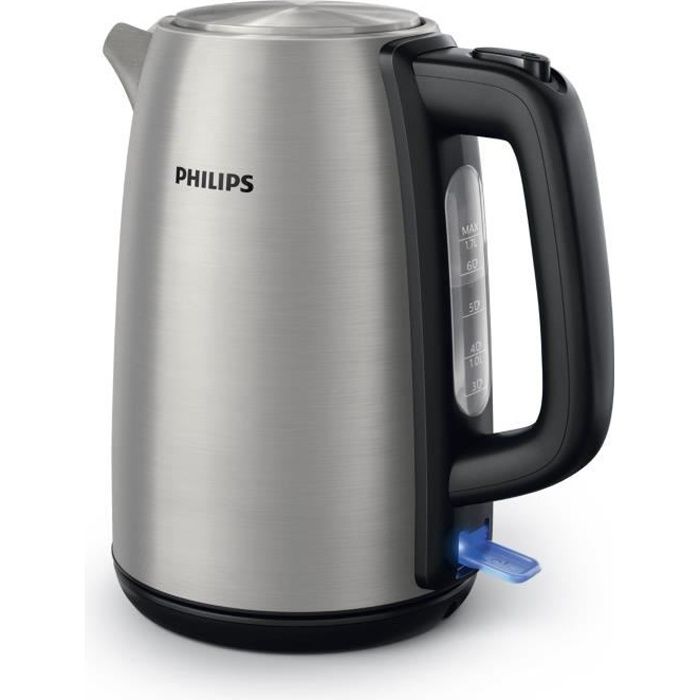 PHILIPS Bouilloire Viva HD9351/90, 2200W, 1,7L, Acier inoxydable, Couvercle à ressort, Tamis filtre calcaire, Ebullition rapide