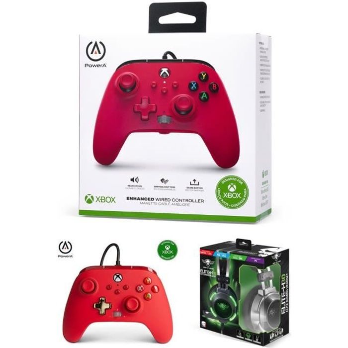 Pack Manette XBOX ONE-S-X-PC ROUGE EDITION Officielle + Casque Gamer PRO EH30 SPIRIT OF GAMER XBOX ONE/S/X/PC