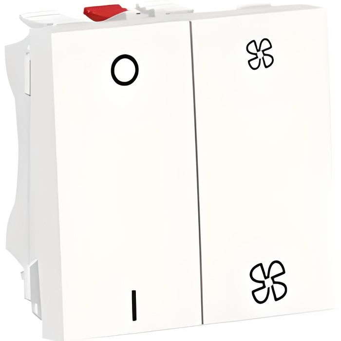 Unica - commande VMC - ON/OFF + 2 vitesses - 10A - 2 mod - Blanc - méca seul