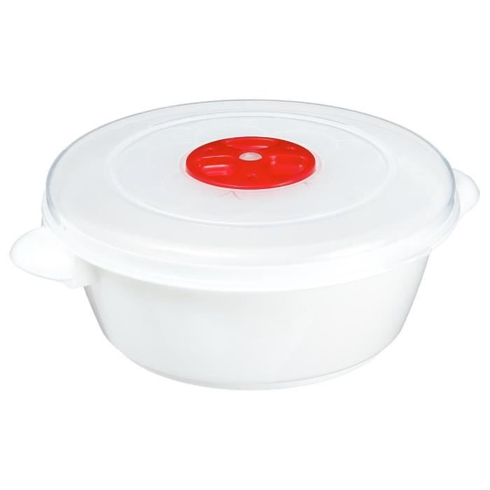 Secret de Gourmet - Cocotte micro ondes 1L D, 17,5 x H, 7 cm Blanc/rouge