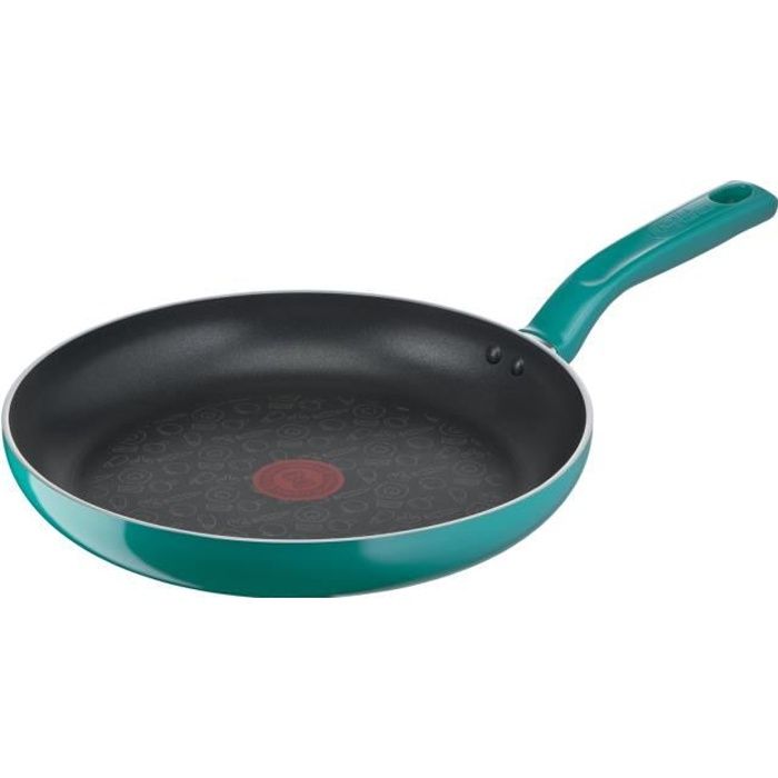 CHEFCLUB BY TEFAL G8040604 Poêle 28 cm bleu canard, revêtement antiadhésif, compatible tous feux dont induction.