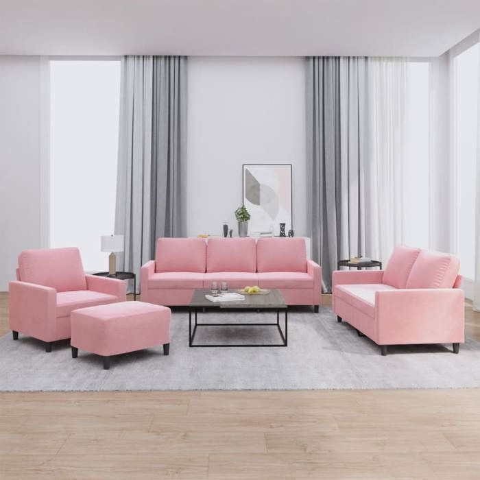 vidaXL Ensemble de Canapés avec Coussins 4 pcs Canapés avec Accoudoirs Ensemble de Meubles avec Repose-pied Mobilier de 3201489