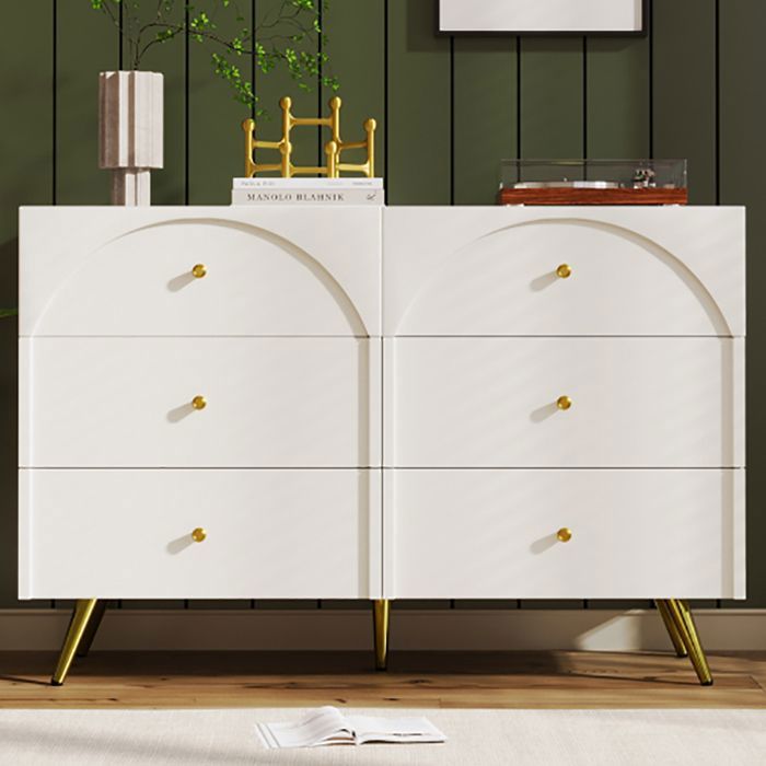 Meuble De Rangement 6 Tiroirs Safavieh – Blanc Crème Style Ferme – Paniers En Osier