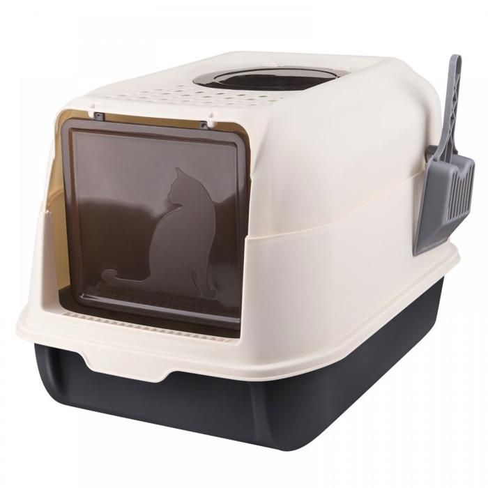 Comparer les prix de JEOBEST Bac à litière extra large pour chat (pelle à litière pour chat gratuite et 1 sac désodorisant), 36*51*34 cm, noir