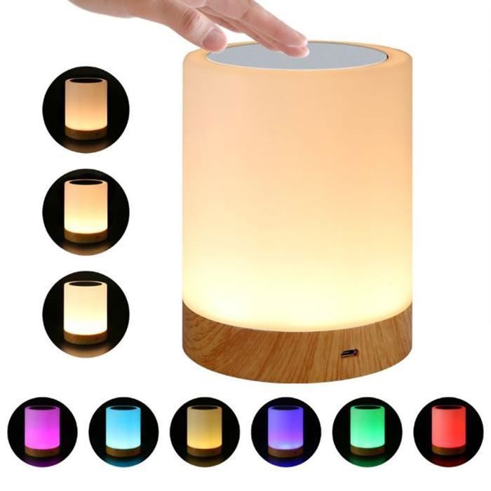 LAMPE A POSER Lampe de chevet LED tactile dimmable - Rithok - 3 niveaux de luminosité - couleurs réglables