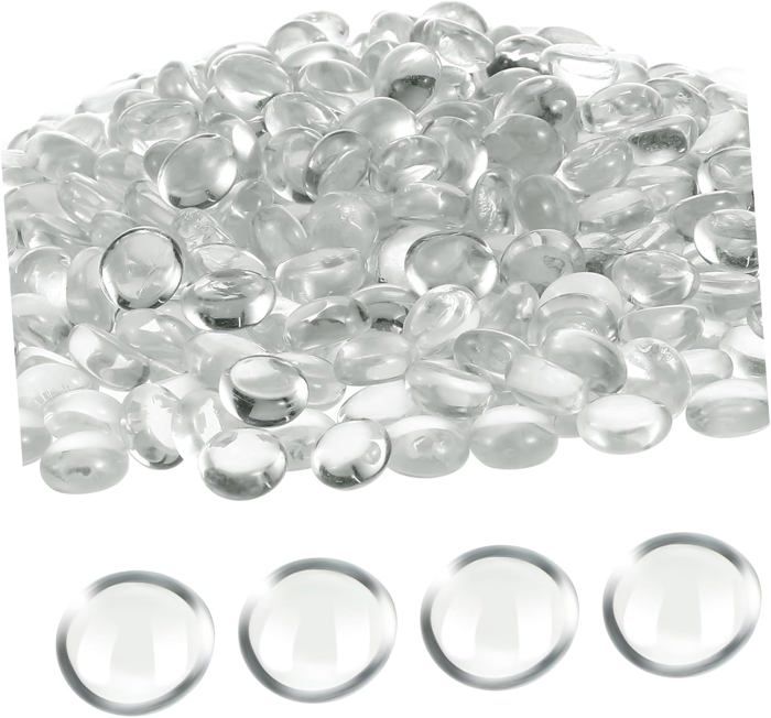 Lot de 80 à 100 billes de verre vertes plates transparentes et lisses pour vases, galets en mosaïque pour décoration d'aquarium, arrangements floraux, pierres de mancala, remplissage de vase et