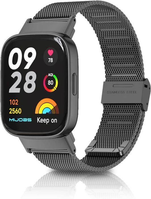 Bracelet Compatible avec Xiaomi Redmi Watch 3 Acier Inoxydable Réglable Maille Sangle Hommes Femmes Tissé Respirant Bracelet Metal