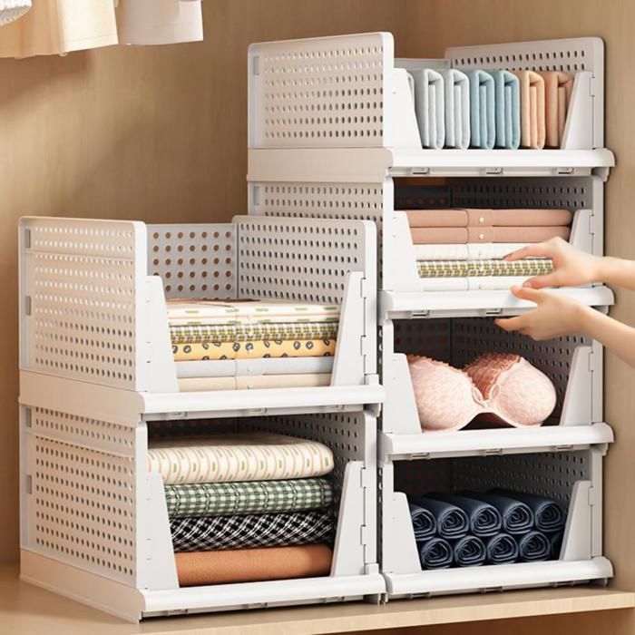 Organisateur armoire vetement pliable boite-MENGDA-Rangement coulissant à 3 niveaux-Pour chambre